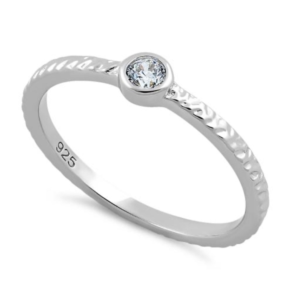 New SS .925 Small Round Cut Clear CZ Ring